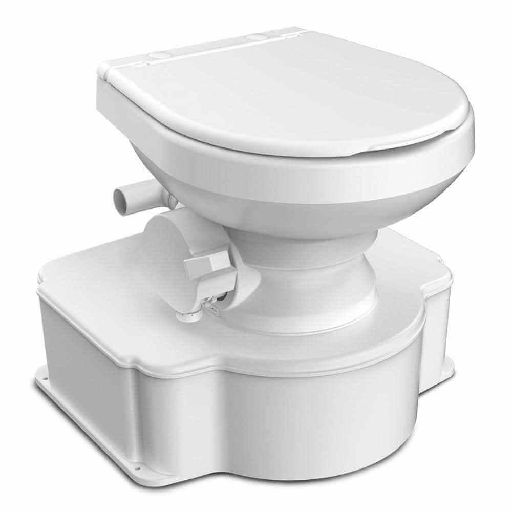 Dometic White M65 Marine gravity flush toilet with standard seat and foot pedal for boats