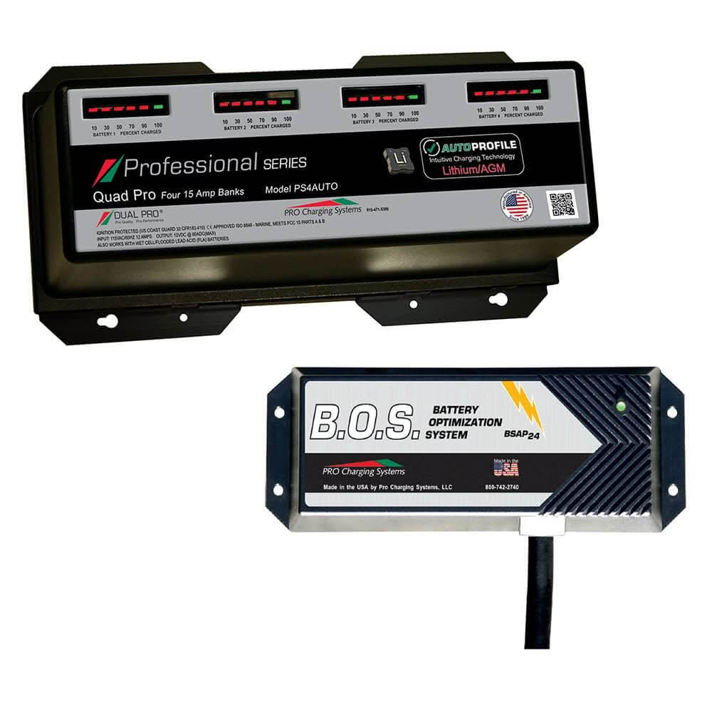 Dual Pro PS4 Auto 4 Bank Battery Charger w/3 Bank B.O.S. - Anchor Express