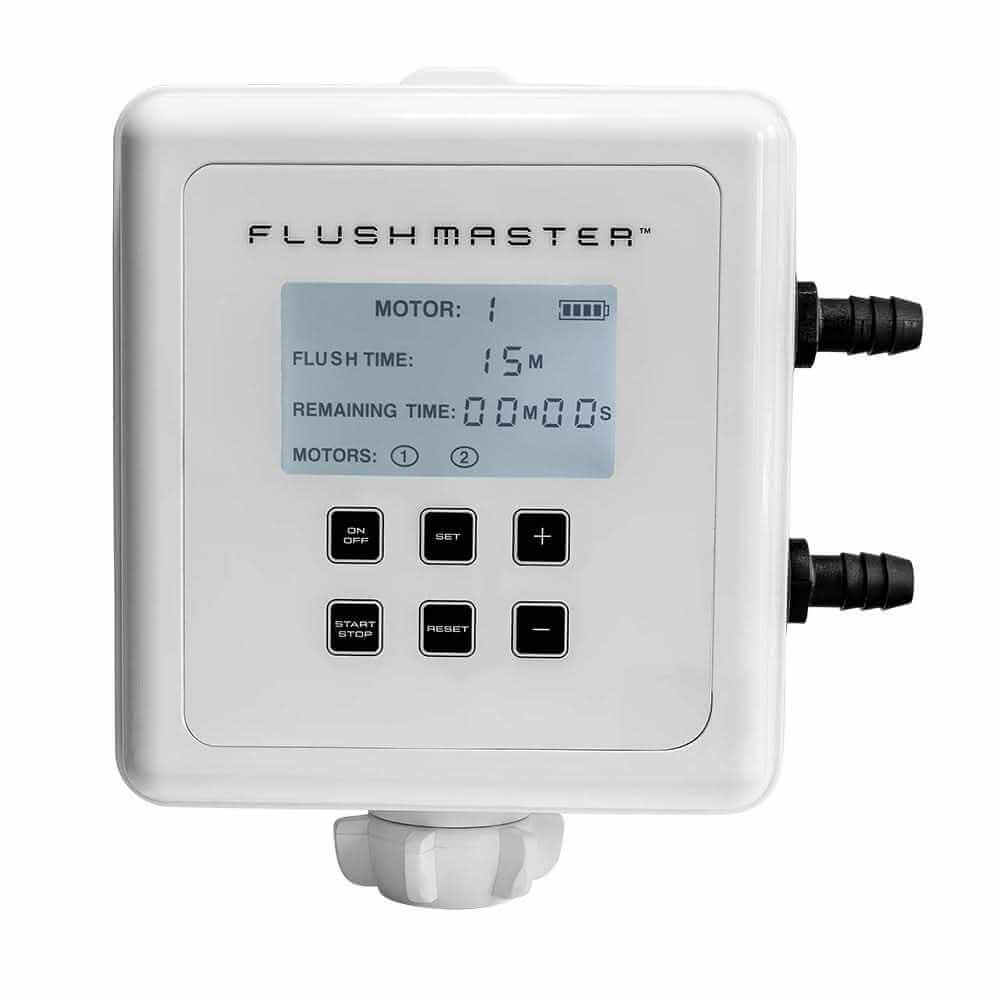 Flushmaster Outboard Flushing System SM-FM2009 with dual outlets and two 9-foot marine hoses for efficient twin-engine flushing and corrosion protection