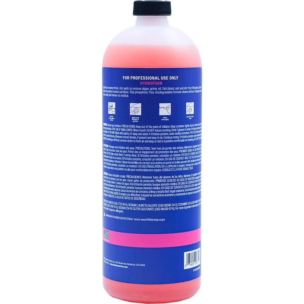 Malco HydroFoam Ultra Concentrated Boat Wash 162032 in a 32oz bottle, high-foaming marine-grade soap for salt and grime removal.