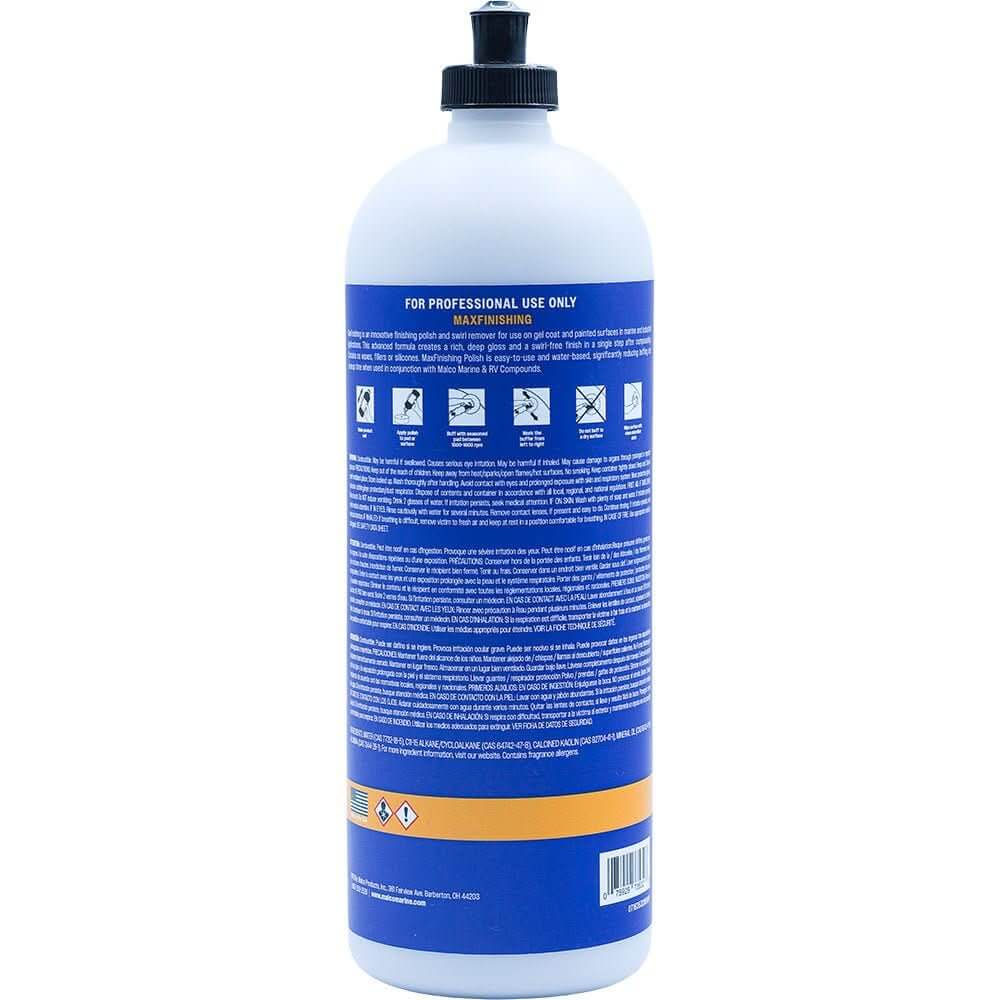 Malco MaxFinishing Polish - 32oz All - in - One Swirl Remover and Gloss Enhancer - 163532 - Anchor Express