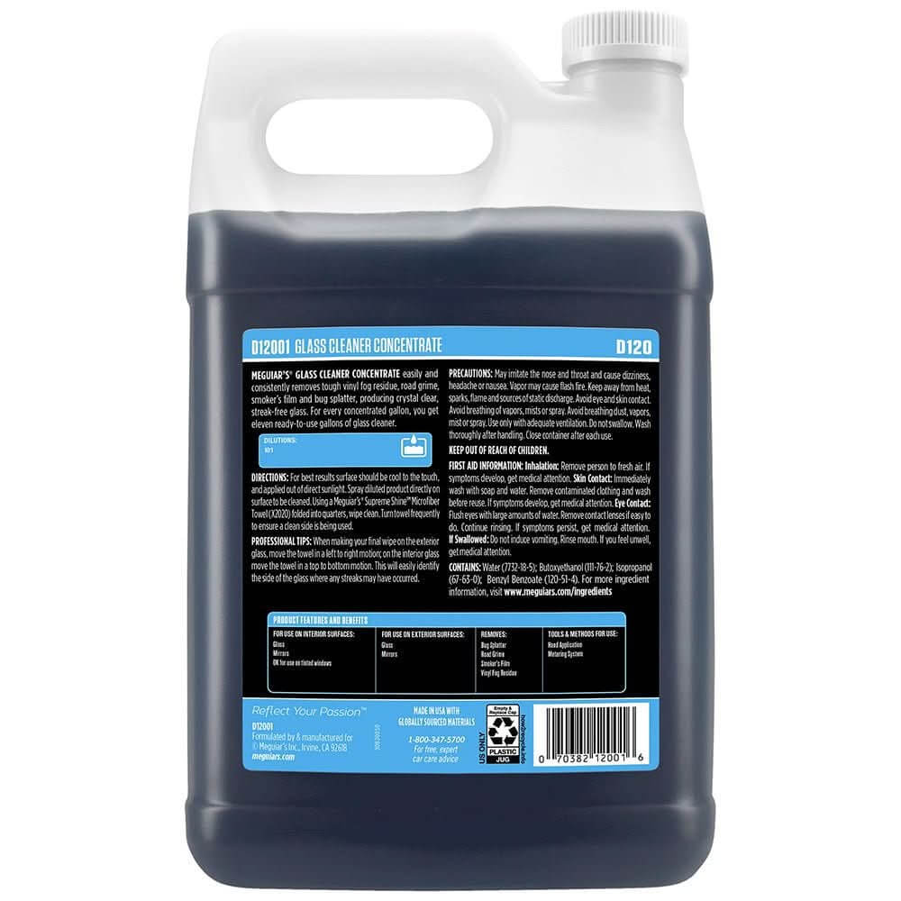 Meguiar's Glass Cleaner Concentrate - 1 Gallon for Crystal Clear, Streak - Free Windows - D12001 - Anchor Express