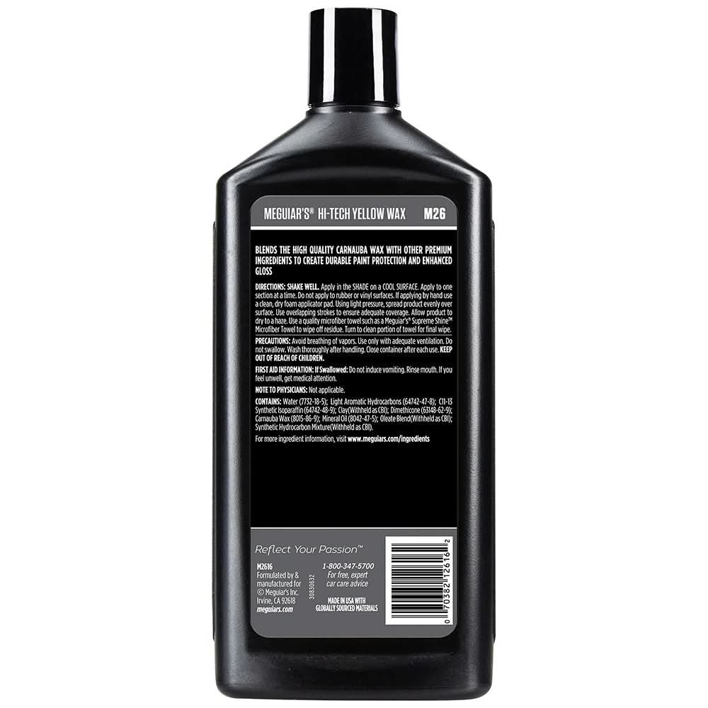 Meguiar's Hi - Tech Yellow Wax - 16oz Liquid Car Wax for Deep Shine and Durable Protection - M2616 - Anchor Express