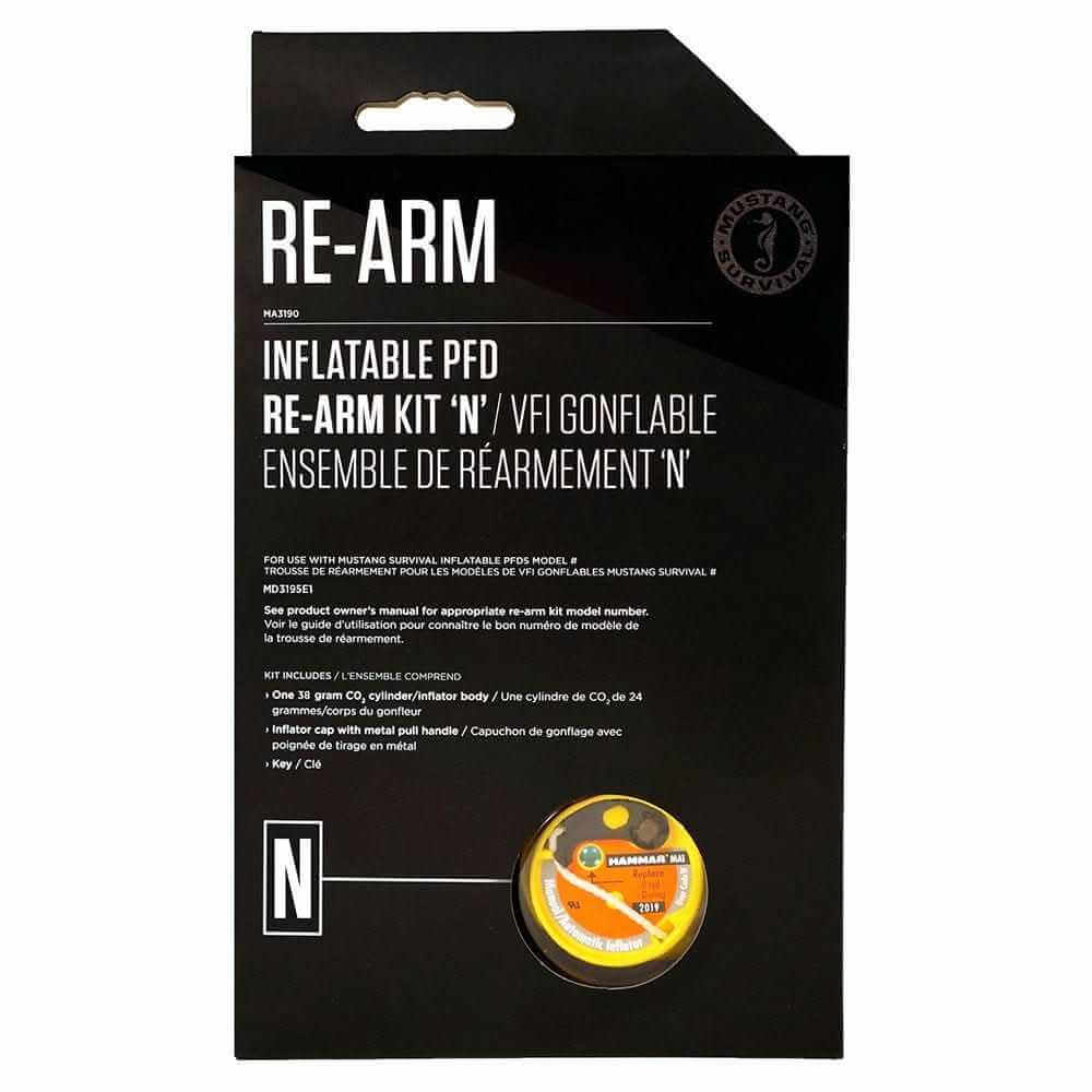 Mustang Re-Arm Kit N with 38g CO2 cylinder and metal handle for Mustang Survival PFDs model MD3195E1