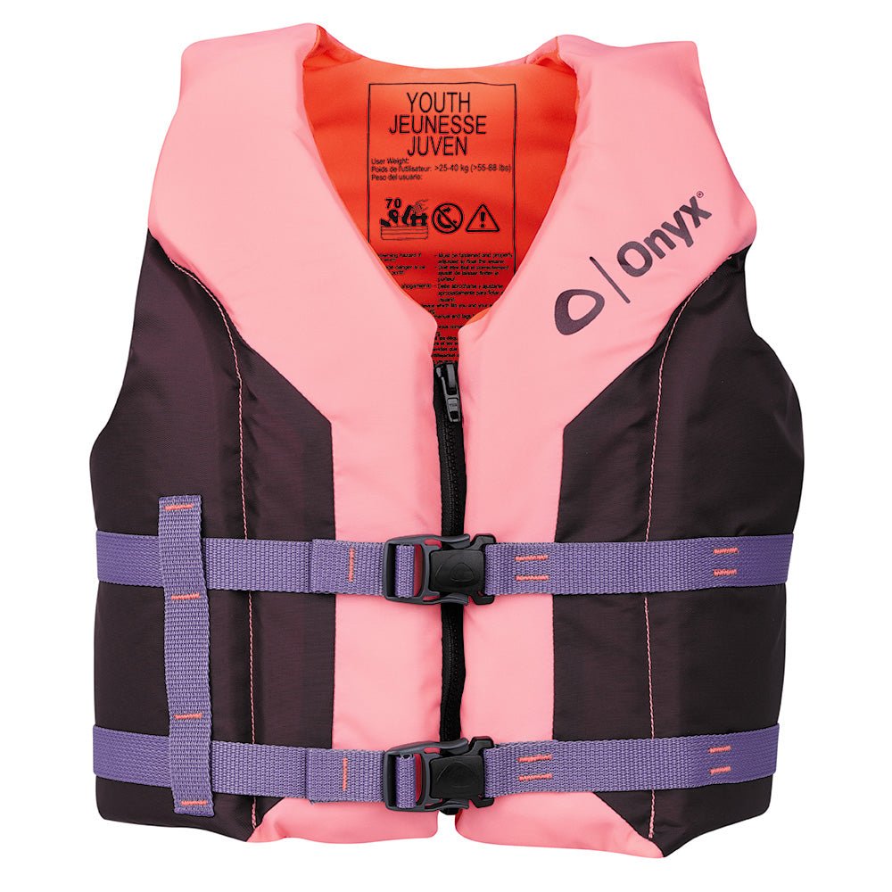 Onyx Outdoor Shoal All Adventure Youth Life Jacket - Pink, Versatile Water Sports Gear for Kids 55 - 88 lbs - 121000 - 105 - 002 - 26 - Anchor Express