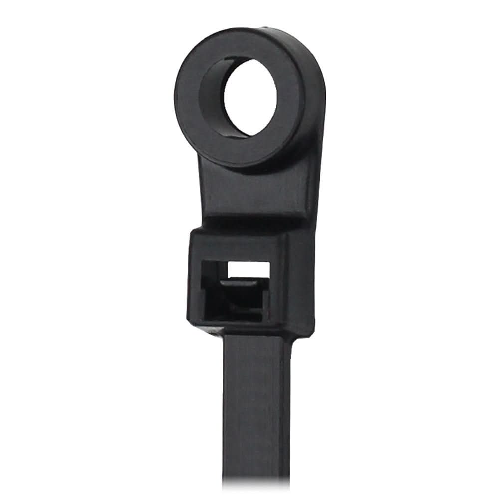 Pacer 15" Cable Tie w/Mounting Ring - Black - 50lb Tensile Strength - 4" Bundle Diameter - 100 Piece Bag - Anchor Express