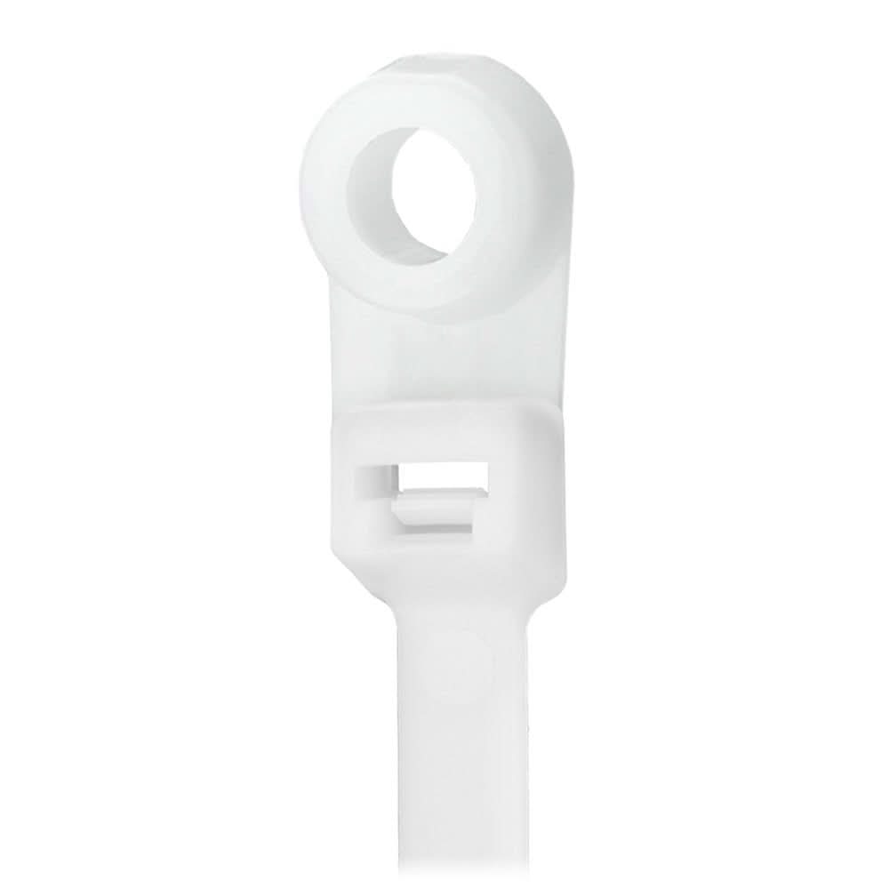 Pacer 8" Cable Tie w/Mounting Ring - Natural Color - 50lb Tensile Strength - 2" Bundle Diameter - 100 Piece Bag - Anchor Express