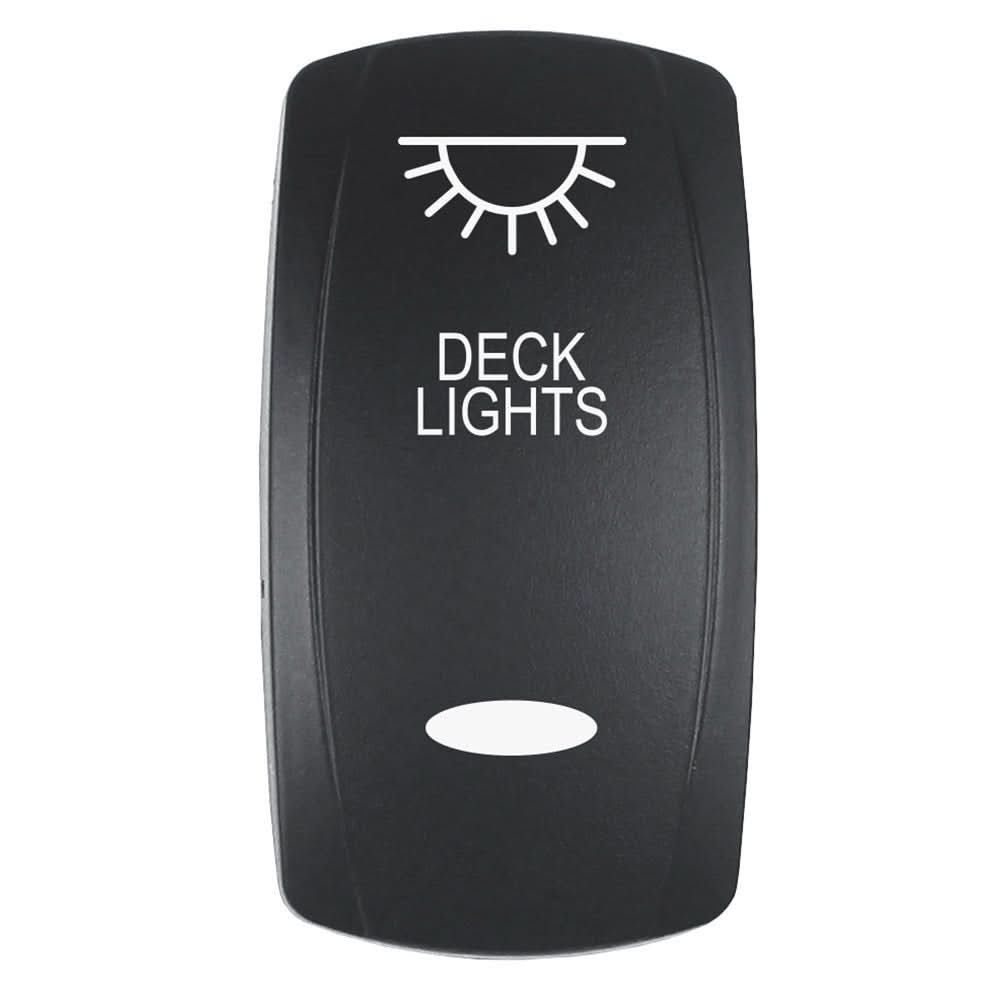 Pacer Actuator - 'DECK LIGHTS' f/V Series Contura Switches - Black - Laser Etched (Top/Bottom Light) - Anchor Express