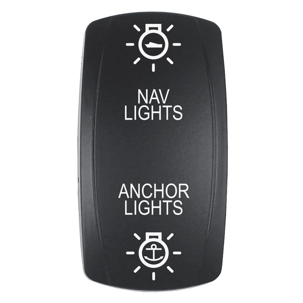 Pacer Actuator - 'NAV/ANC' f/V Series Contura Switches - Black - Laser Etched (Top/Bottom Light) - Anchor Express