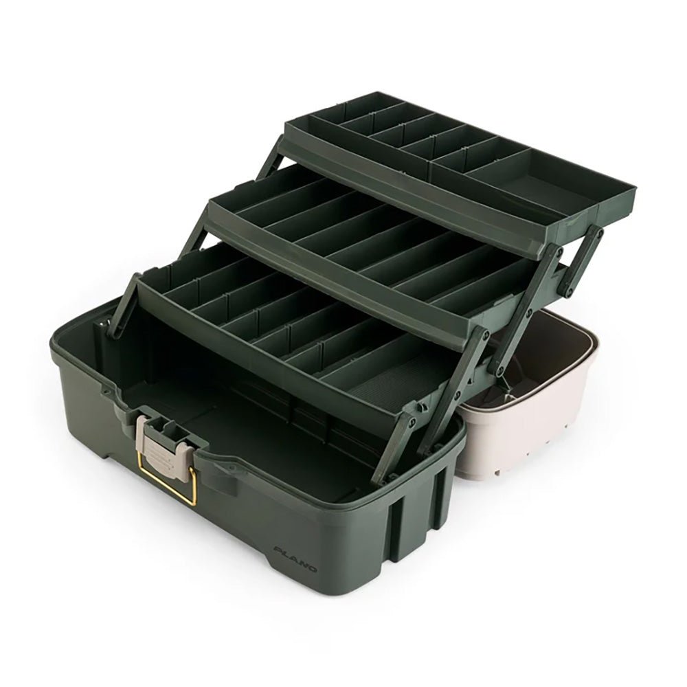Plano Three - Tray Tackle Box - Green and Tan with Adjustable Compartments - P000407 - Anchor Express