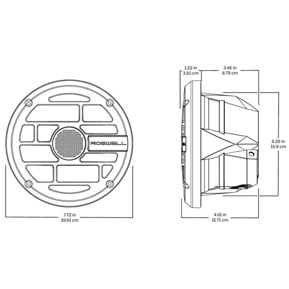Roswell R Series 6.5” Marine Speakers - Anthracite Grille - 60W RMS & 120W Peak Power - Anchor Express