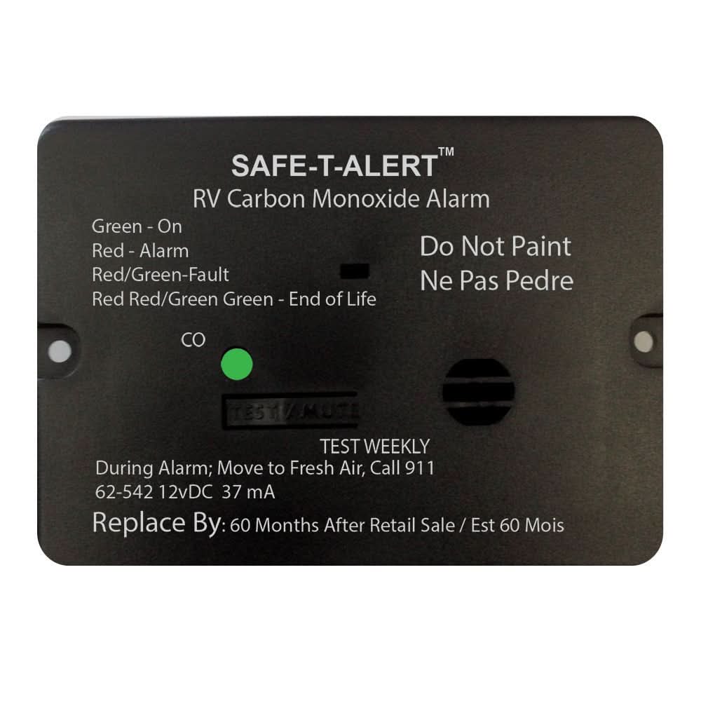 Safe - T - Alert 62 Series Carbon Monoxide Alarm - 12V - RV Flush Mount - Black - 62 - 542 - BL - Anchor Express