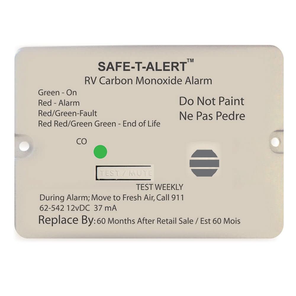 Safe - T - Alert 62 Series Carbon Monoxide Alarm - 12V - RV Flush Mount - White - Anchor Express