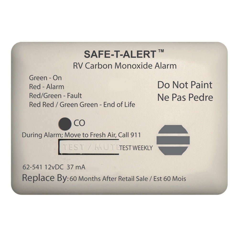 Safe - T - Alert 62 Series Carbon Monoxide Alarm - 12V - RV Surface Mount - White - 62 - 541 - WT - Anchor Express