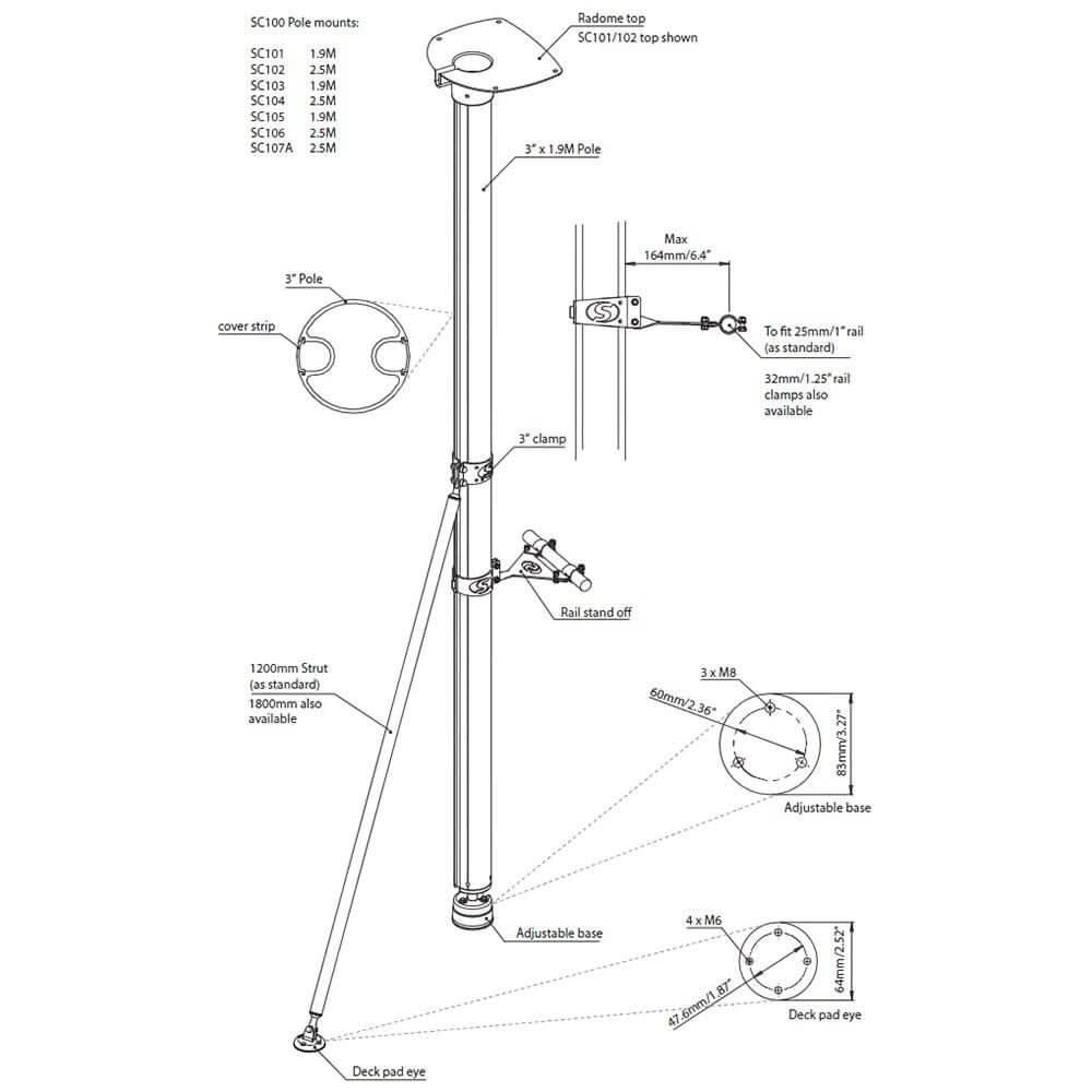Scanstrut SC101 Radar Pole Mount - 6' - SC101 - Anchor Express