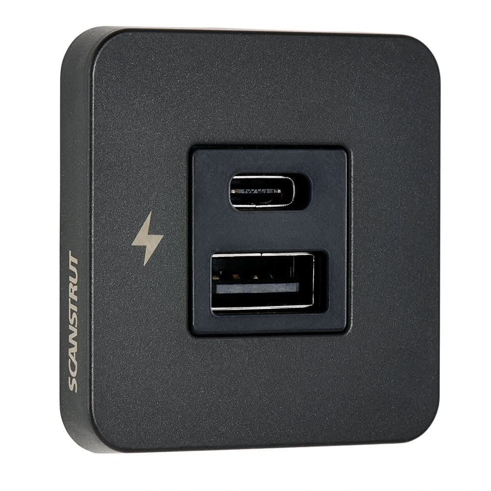 Scanstrut TILE USB - A/USB - C Interior Charging Socket - 12/24V - Black Bezel - Anchor Express