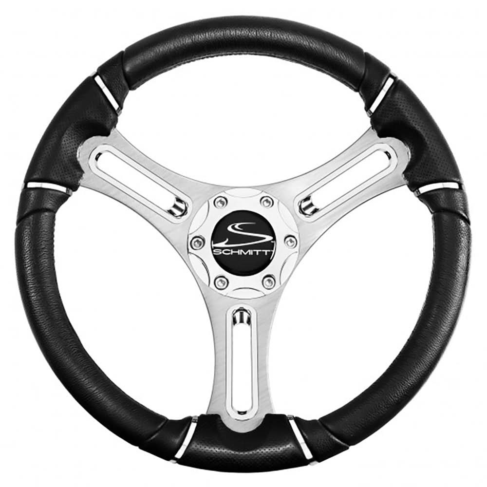 Schmitt Marine Torcello 14" Wheel - 04 Series - Polyurethane Wheel w/Chrome Trim & Cap - Brushed Spokes - 3/4" Tapered Shaft - PU043144 - 12R - Anchor Express