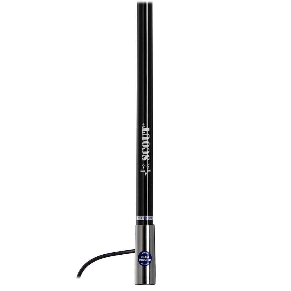 Scout 4' Black VHF Antenna with 3dB Gain and Stainless Steel Ferule * Includes 5M RG - 58 Cable and PL - 259 Connector - PF AN NVHF00045T - Anchor Express