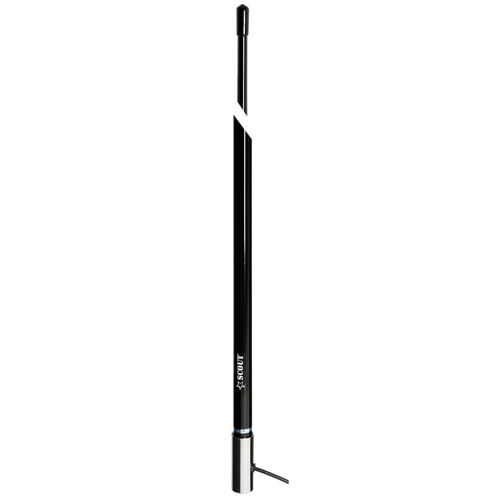 Scout 8' Black VHF Antenna with 6dB Gain, Stainless Steel Ferrule, 5M RG - 58 Coax Cable and PL - 259 Connector - PF AN NVHF00009T - Anchor Express