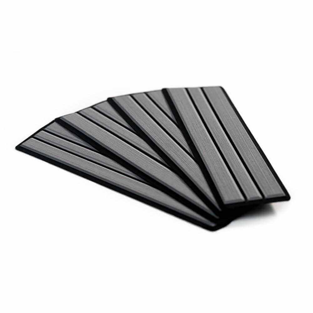 SeaDek Faux Teak Storm Grey/Black 4-piece step kit with non-slip PE/EVA foam for boat steps and trailer fenders