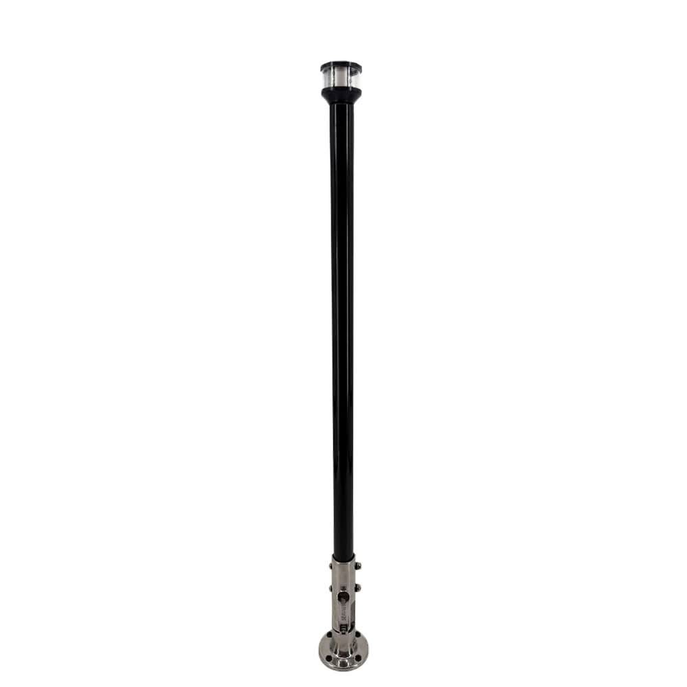Seaview 24 Inch Manually Folding Marine Light Post with Stainless Steel Base and Navigation Light - Black - Anchor Express