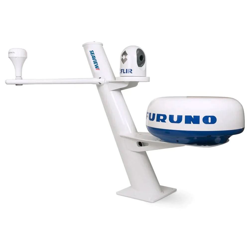 Seaview 30" Tapered Closed Dome Aft Leaning Radar Mount w/Camera/Searchlight Mount, Removable Spreaders & 10x10 Base Plate - Anchor Express