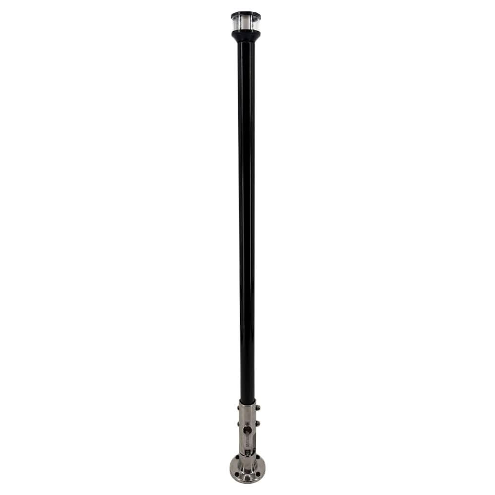 Seaview 36 - Inch Manually Folding Light Post with Stainless Steel Base and Navigation Light - Black - Anchor Express