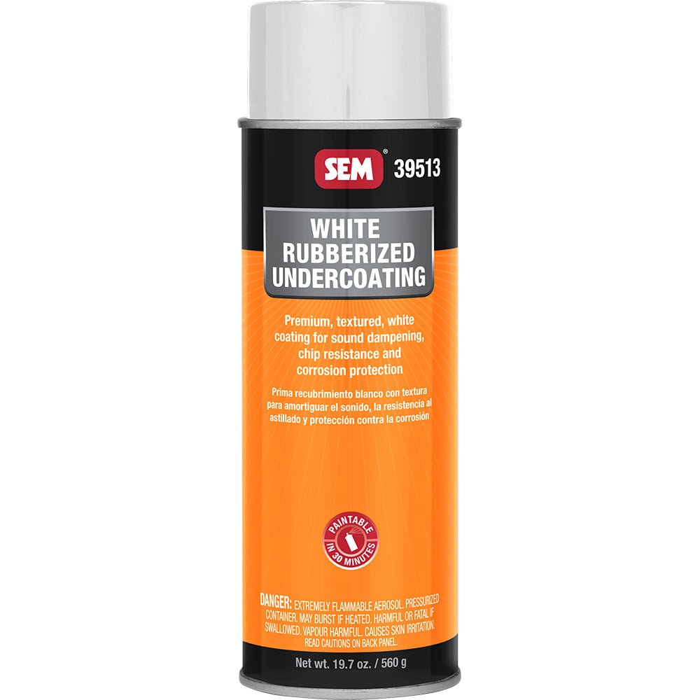 SEM Rubberized Undercoating 24oz Aerosol Can - White for Rust and Sound Dampening - 39513 - Anchor Express