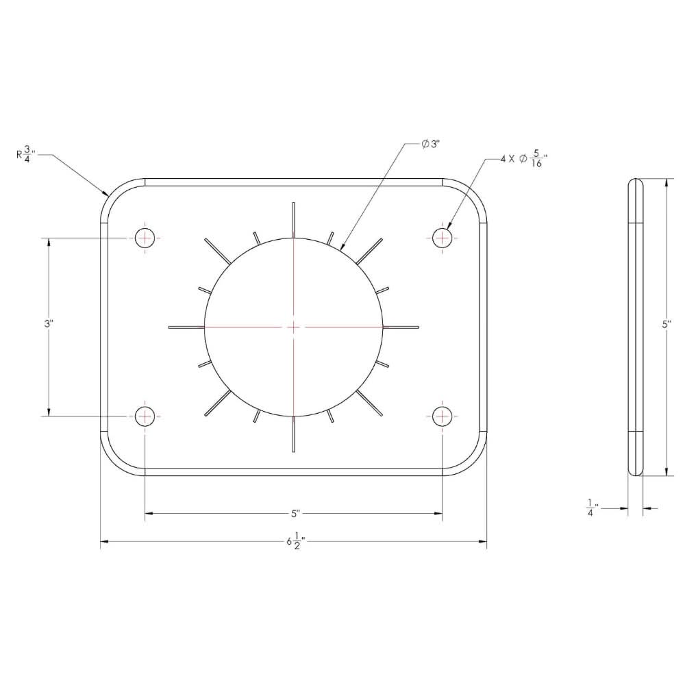 TACO Marine Grand Slam 300 Universal Backing Plate Pair for GS - 300 & GS - 390 Outrigger Mounts - BP - 0300BSY - 1 - Anchor Express