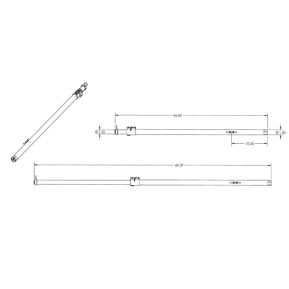 TACO Marine Tele-Sun adjustable telescoping aluminum shade poles with carry bag for boat sun protection