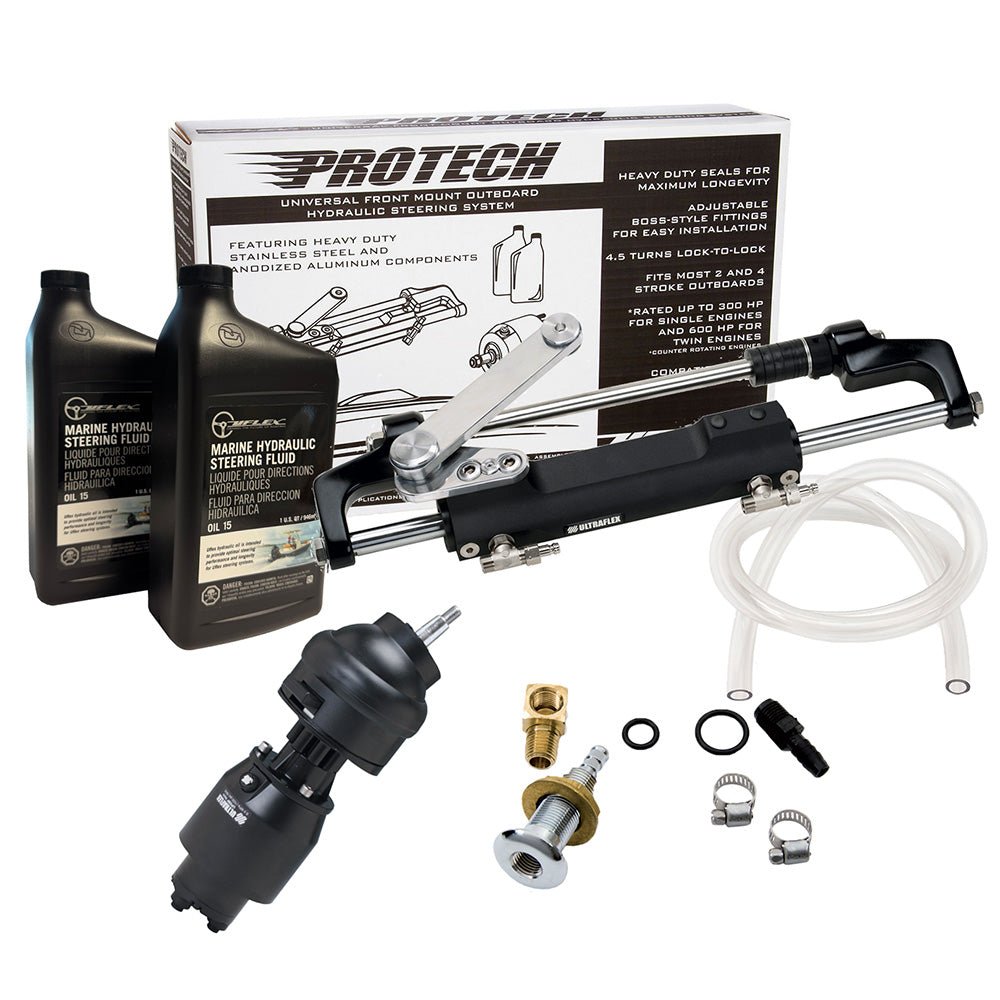 Uflex PROTECH 2.1 Front Mount Tilt OB Hydraulic System - Includes UP28T Helm Pump, Oil, UC128TS - 2 Cylinder, & X52 Tilt - No Hoses - PROTECH 2.1T - Anchor Express