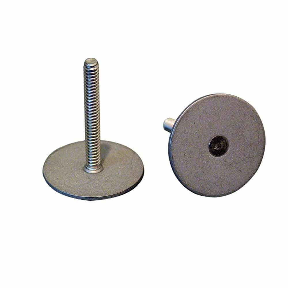 Weld Mount stainless steel .75 inch tall stud with #10 x 24 threads and 1.25 inch base for mounting wire clamps, pack of 10