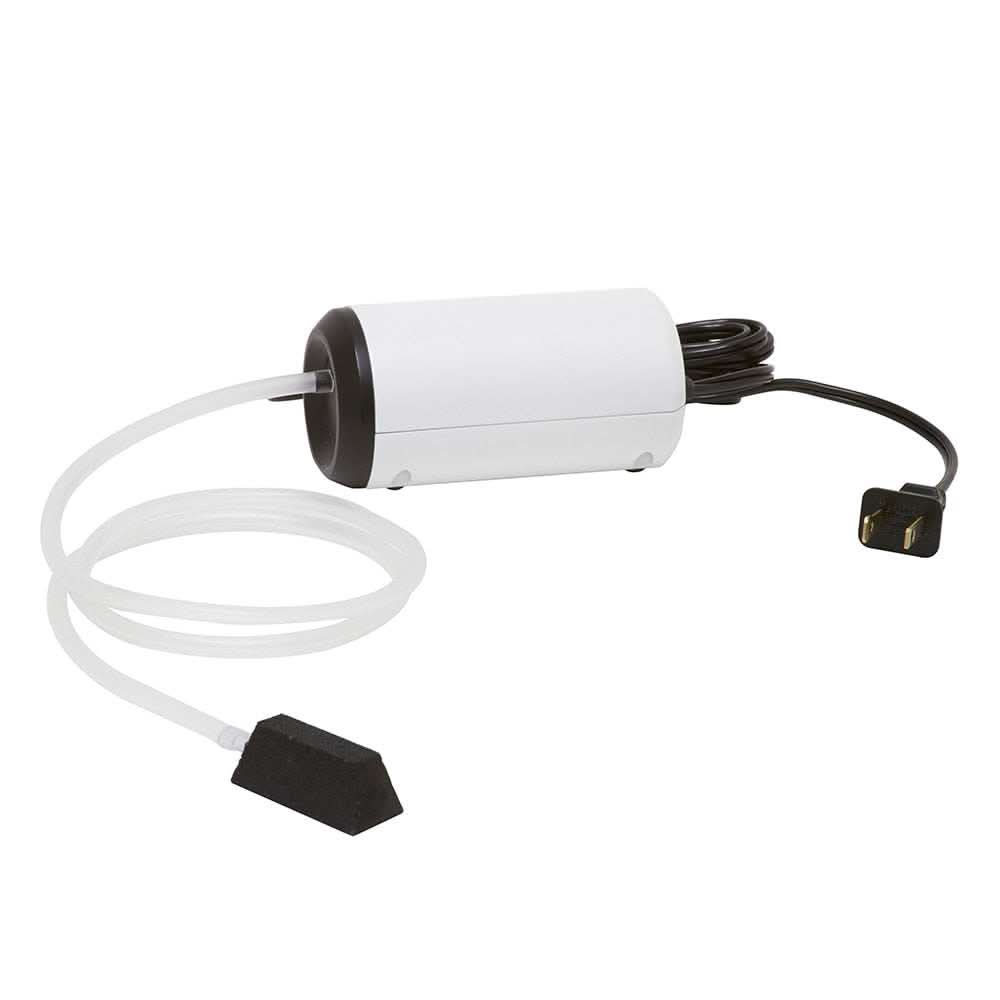 Aqua-Life Single Output 110V aerator with silent motor, micro-bubble diffuser, air hose, and air stone for bait aeration up to 15 gallons