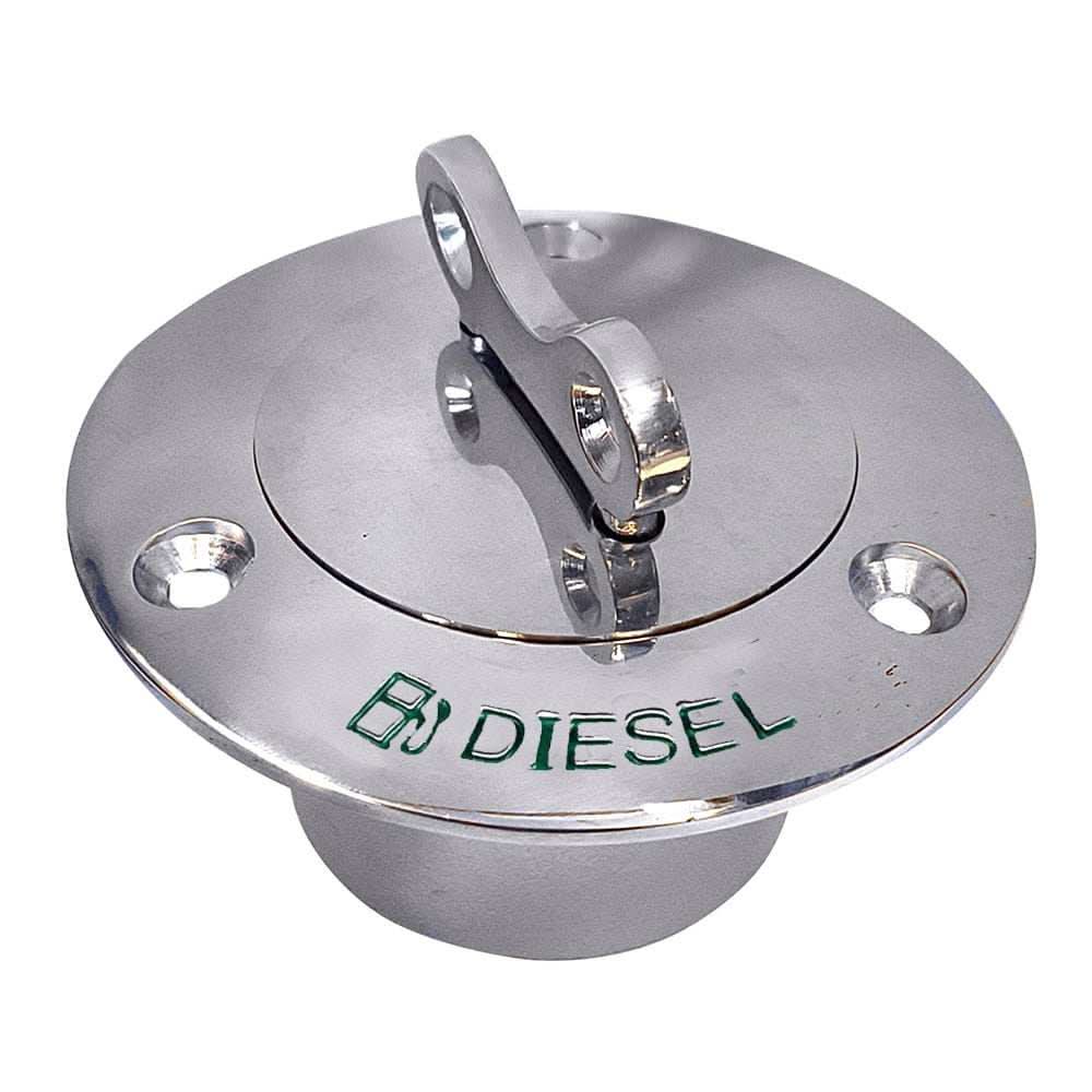 Whitecap Pipe Deck Fill 1-1/2 inch diesel stainless steel cap with key and chain