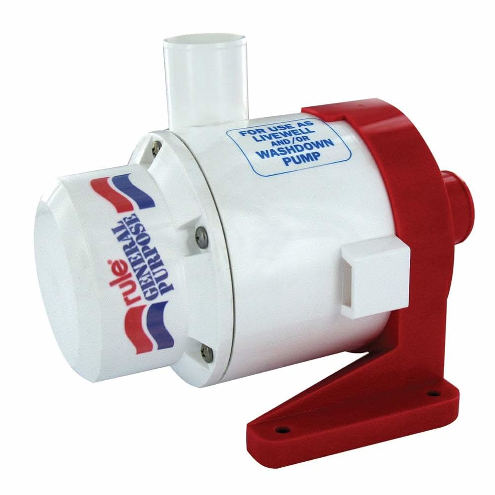 Rule 3700 GPH 24V general purpose end suction centrifugal pump with white and red housing