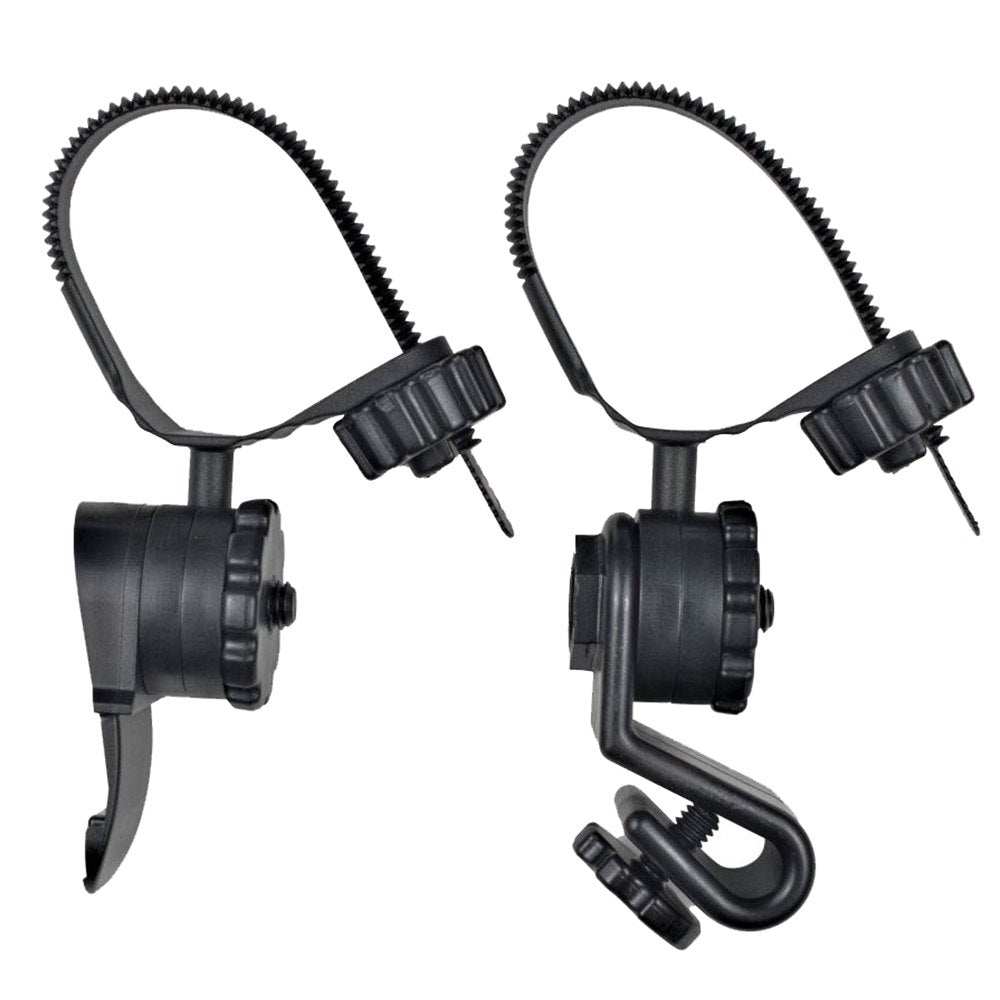 Black Princeton Tec hard hat light mounts for securing flashlights to hard hats, water resistant IPX7