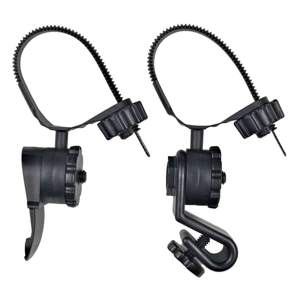 Black Princeton Tec hard hat light mounts for securing flashlights to hard hats, water resistant IPX7