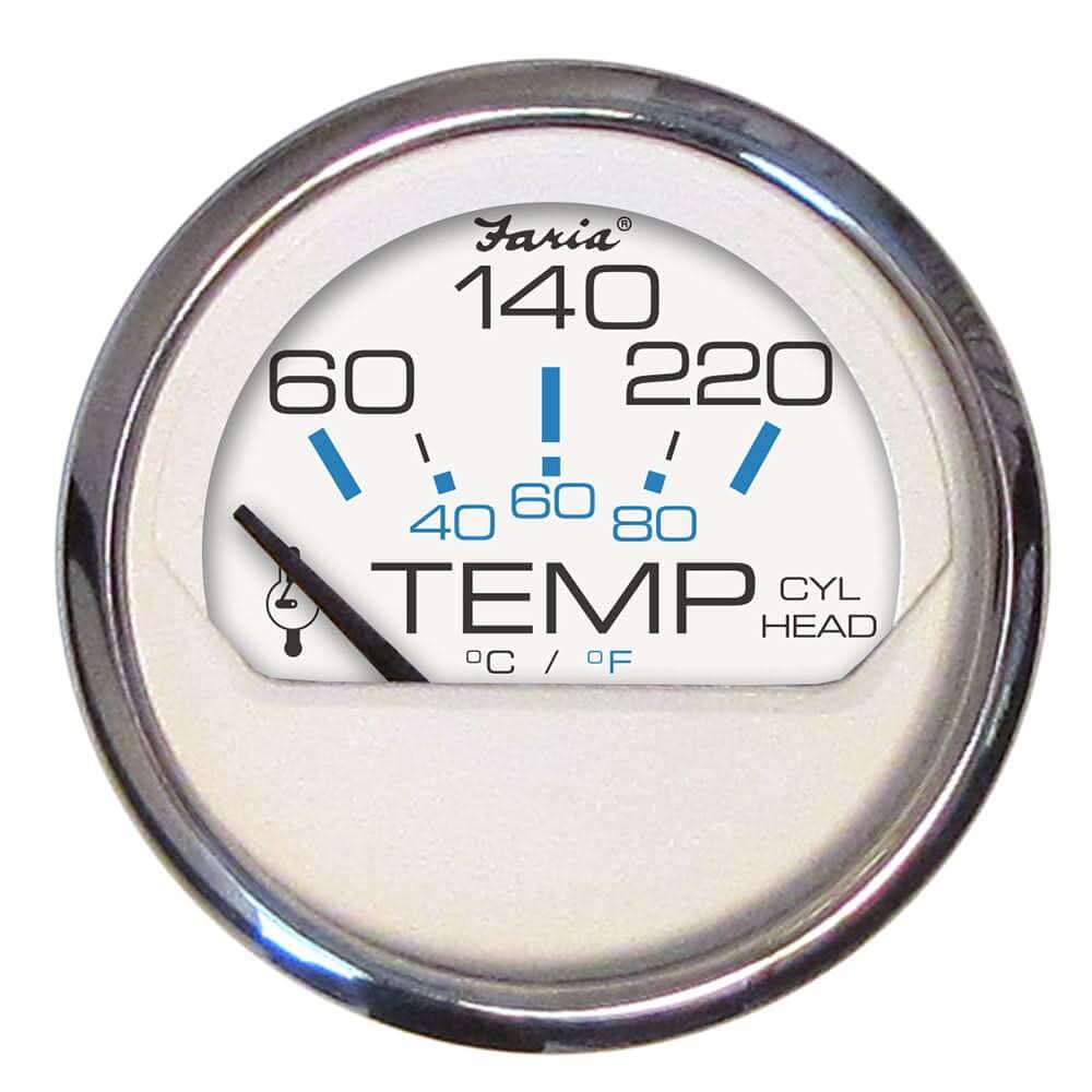 Faria Chesapeake White SS 2" Cylinder Head Temperature Gauge (60-220°F) - 13806