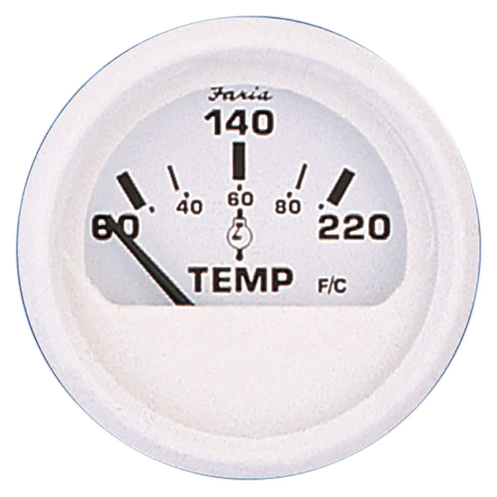 Faria Dress White 2" Cylinder Head Temperature Gauge (60 - 220° F) - 13113