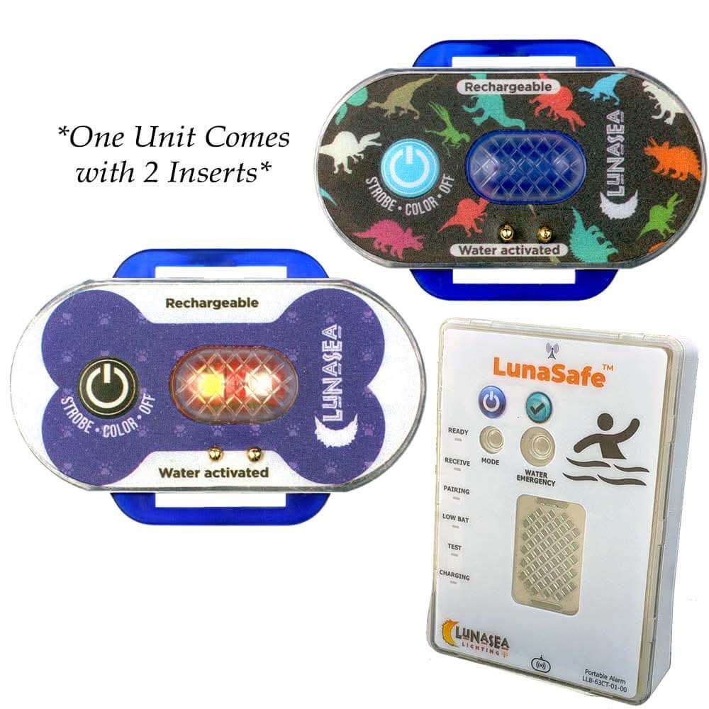 Lunasea Child/Pet Safety Water Activated Strobe Light w/RF Transmitter - Blue Case, Blue Attention Light - LLB-63BB-F0-K2