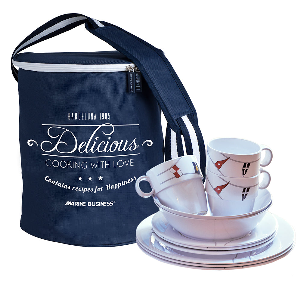 Marine Business Melamine Tableware Set & Basket - REGATA - Set of 2412144 - 12144