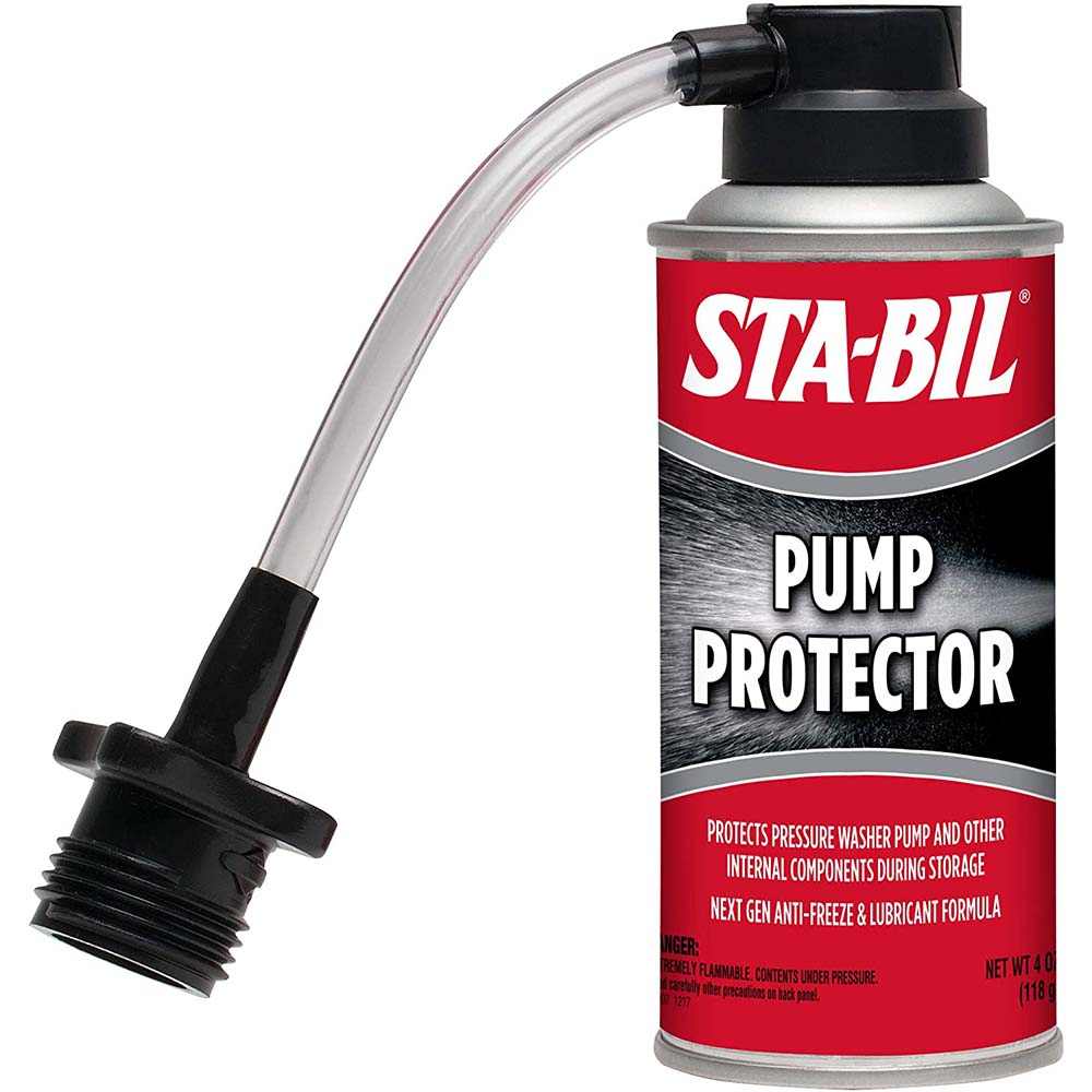 STA-BIL Pump Protector 4oz aerosol can with hose attachment for pressure washer pump protection and lubrication