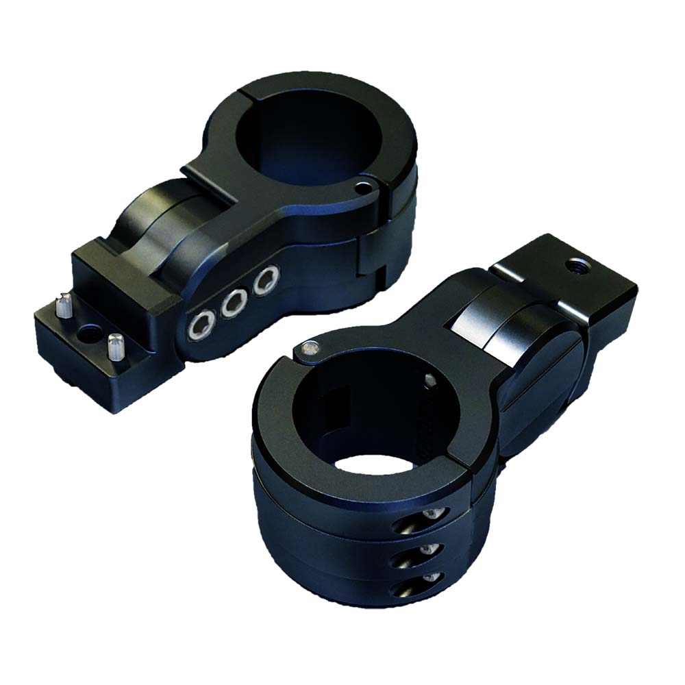 PTM Edge black 2.38-inch pipe clamp board rack mounts in pair, aerospace-grade anodized aluminum