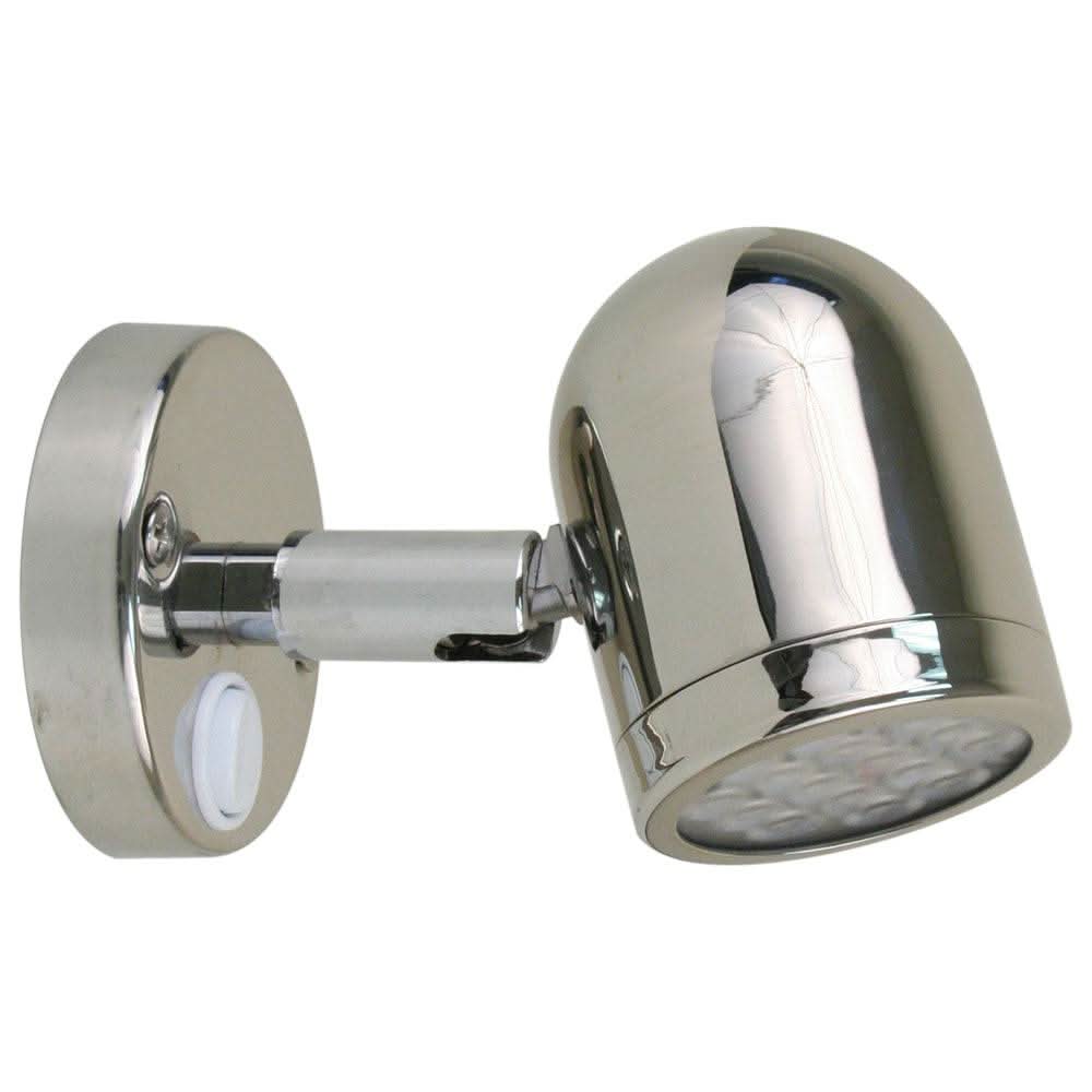 Scandvik LED 304 Stainless Steel adjustable reading light with rocker switch and warm white LEDs