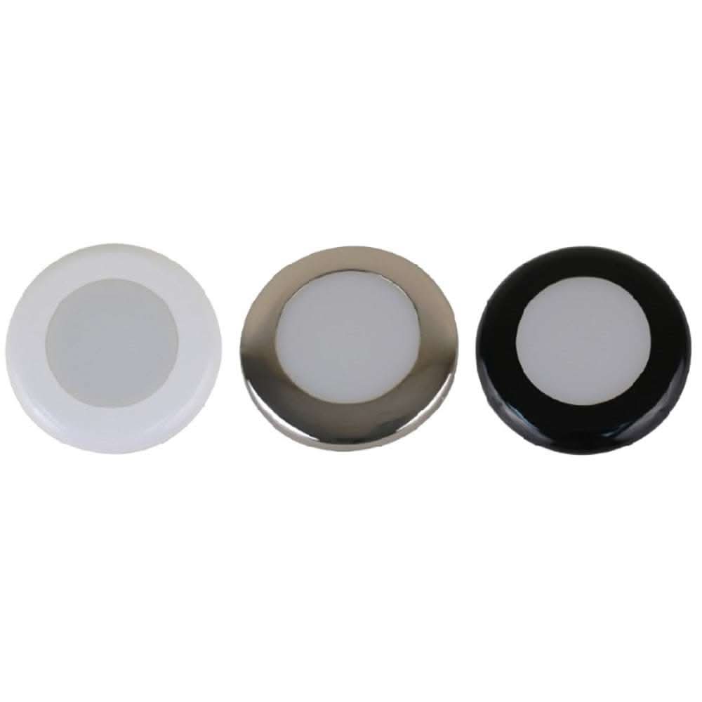 Scandvik A3C Downlight Kit with warm white LED and stainless steel, white, and black trim rings