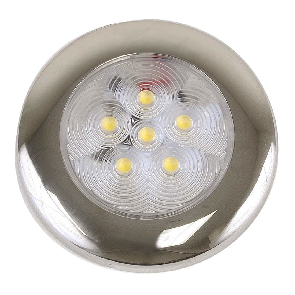 Scandvik B3 Downlight surface mount with cool white LEDs and stainless steel trim