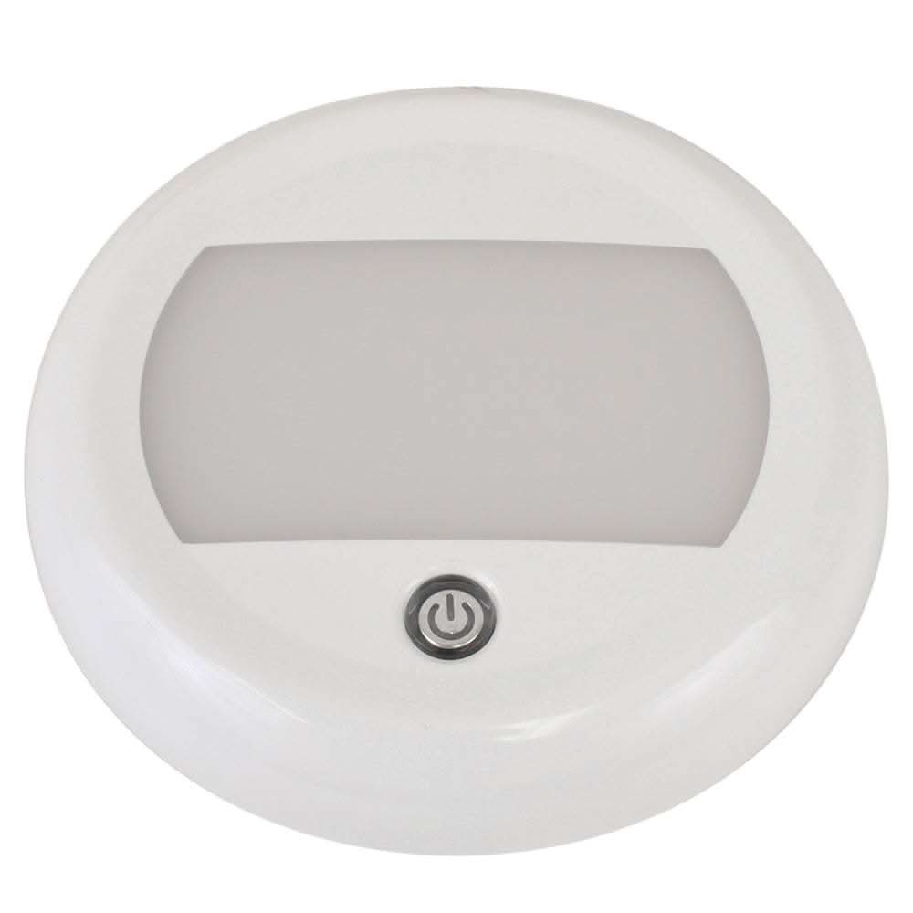 Scandvik 5" Dome Light with switch, 3-stage dimming, IP67 waterproof rating, white plastic housing