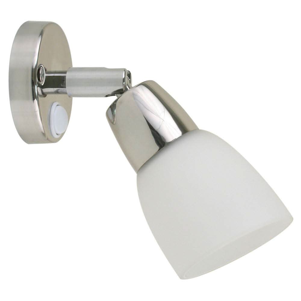 Scandvik SS Reading Light stainless steel LED with frosted glass shade and swivel design