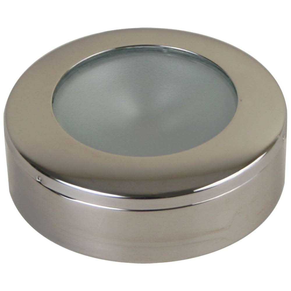 Scandvik A3 Downlight surface flush mount stainless steel LED light with polished 316 stainless steel bezel and collar