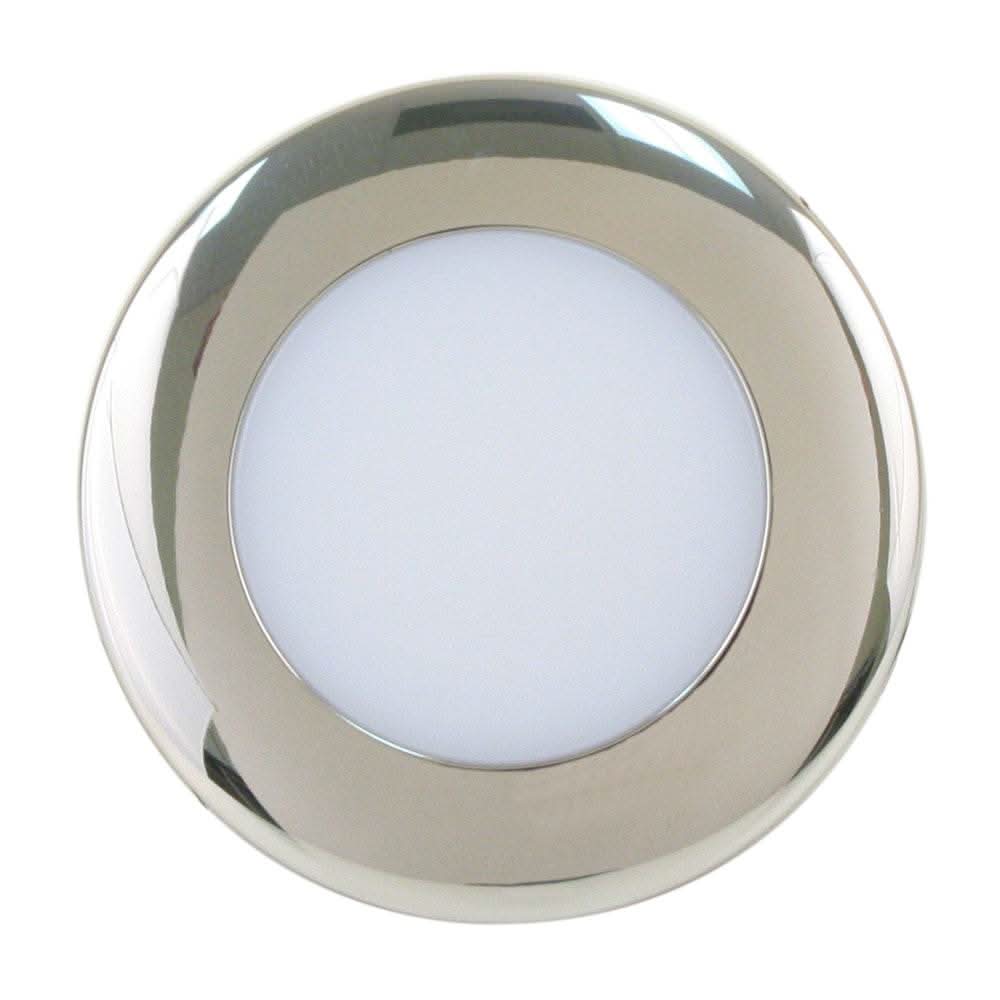 Scandvik A2.5 4 color LED downlight with stainless steel trim for boats, 8-30V, weatherproof and easy to install